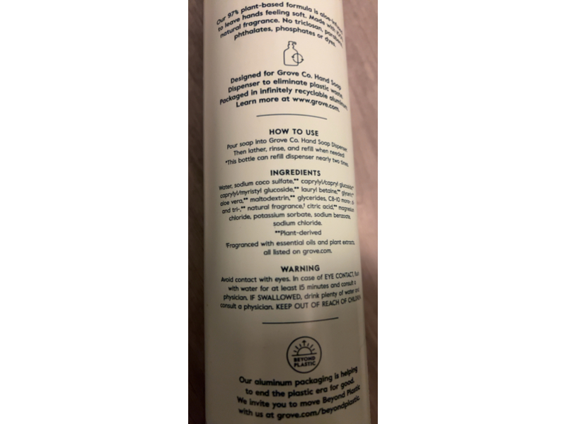 Grove Co. Hydrating Hand Soap, Apple & Pear Blossom, 24 fl oz/710 mL