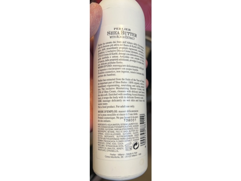 Perlier Shea Butter Ultra Rich Moisturizing Shower Cream with Acacia Extract, 8.4 fl oz/250 mL