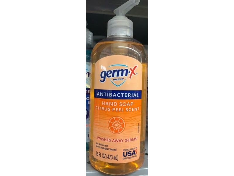 Germ-X Antibacterial Hand Soap, Citrus Peel Scent, 16 fl oz/473 mL