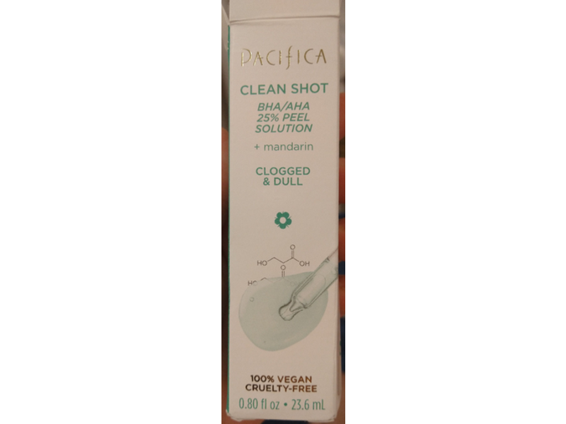 Pacifica Clean Shot BHA-AHA 25 Percent Peel Solutio, Mandarin, Clogged & Dull, 0.80 fl oz/23.6 mL