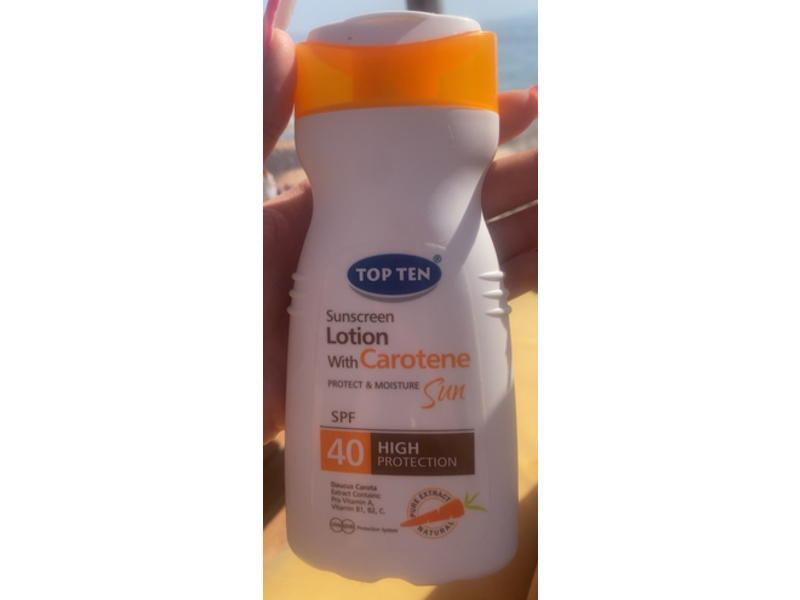 Top Ten Sunscreen Lotion, Carotene, SPF 40, 200 mL