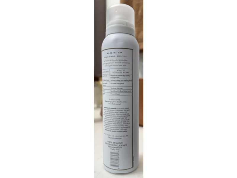 Native Deodorant & Body Spray, Sandalwood & Shea Butter, 3.5 oz/99 g