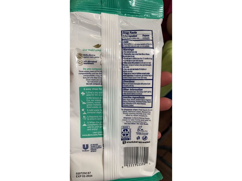 Dove Moisturizing Hand Sanitizer Wipes, Aloe & Eucalyptus, Scent, 20 Count