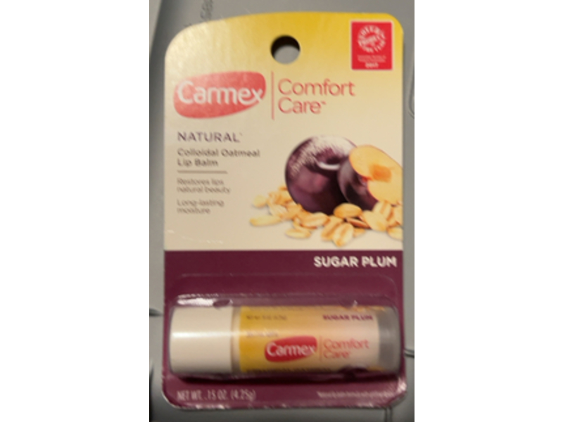 Carmex Comfort Care Natural Colloidal Oatmeal Lip Balm, Sugar Plum, 0.15 oz/4.25 g