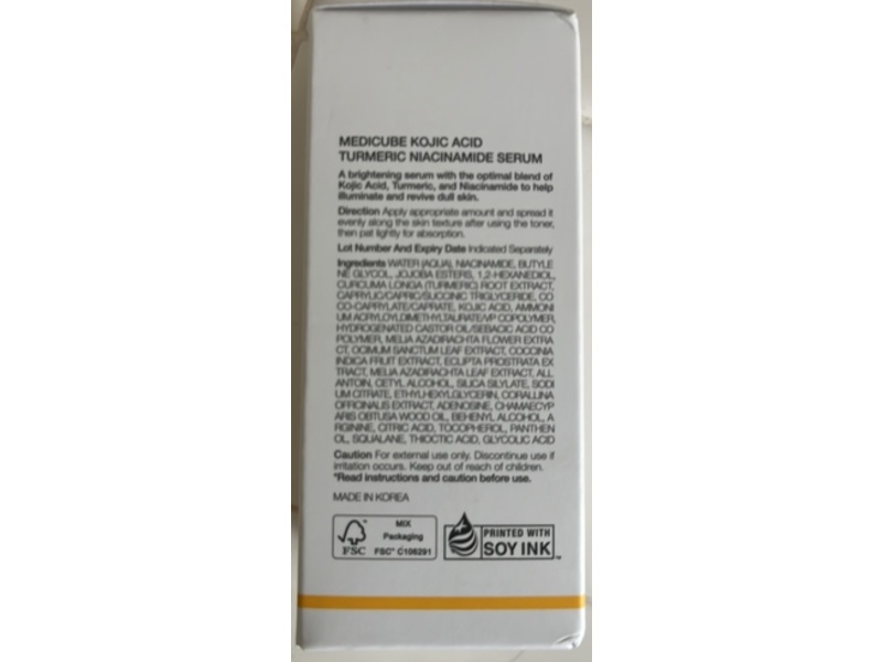 Medicube Kojic Acid Turmeric Niacinamide Serum, 1.01 fl oz/30 mL