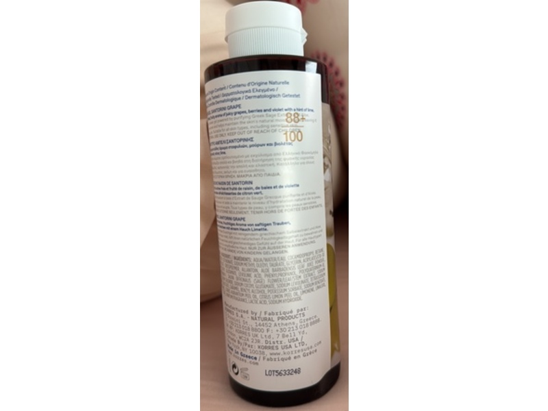 Korres Shower Gel, Santorini Grape, 8.45 fl oz/250 mL