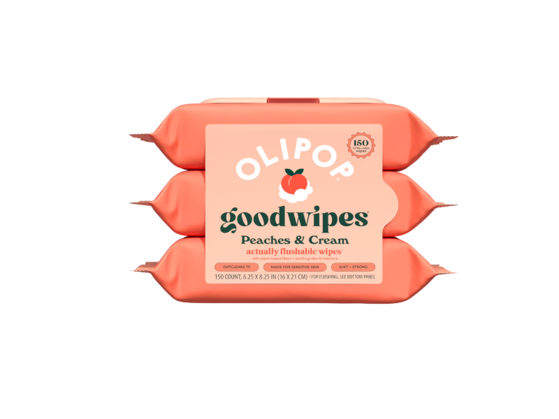 Olipop Good Wipes, Peaches & Cream, 150 Count