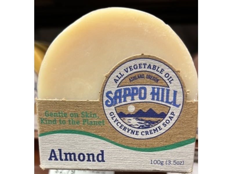 Sappo Hill Soapworks Glycerine Soap Bar, Almond, 3.5 fl oz/100 g, 12 Count