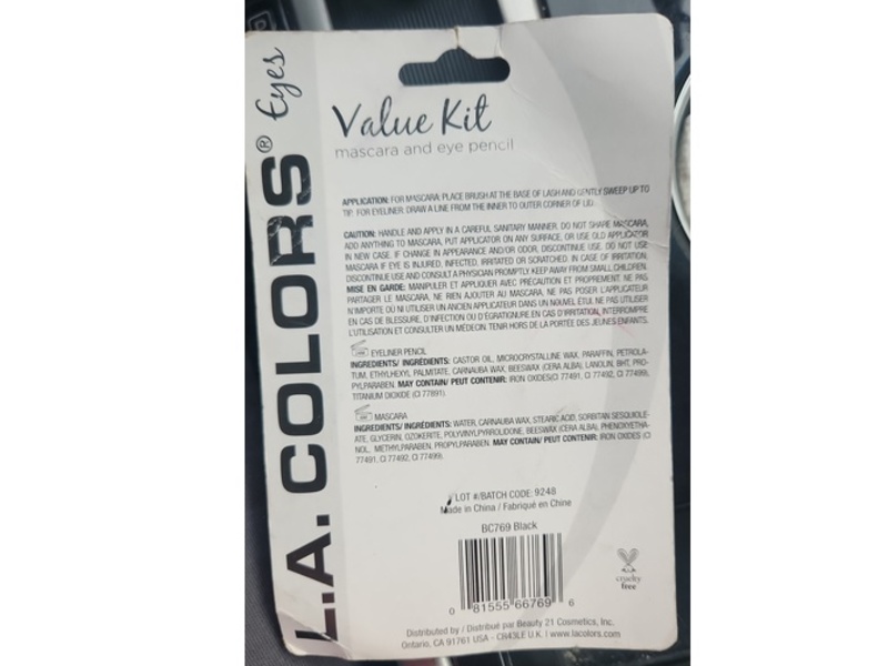 L.A. Colors Mascara Eye Pencil Value Kit, Black