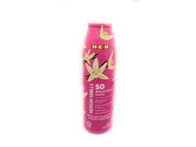 H-E-B Sunscreen Spray, SPF 50, Mexican Vanilla Scented, 5.5 oz/156 g