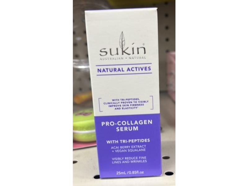 Sukin Natural Actives Pro-Collagen Serum, Tri Peptides Acai Berry Extract, 0.85 fl oz/25 mL