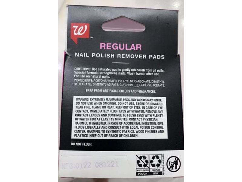 Walgreens Regular Nail Polish Remover Pads, 10 Count