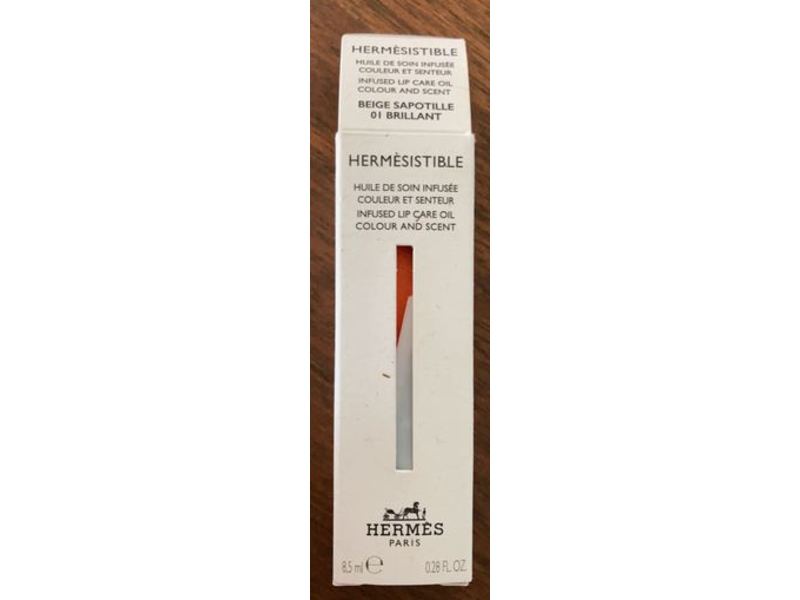 Hermes Infused Lip Care Oil, 01 Beige Sapotille, 0.28 fl oz/8.5 mL