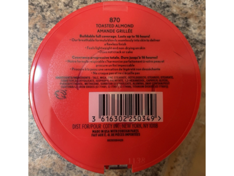 Covergirl Outlast Extreme Wear Pressed Powder, 870 Toasted Almond, 0.39 oz/11 g