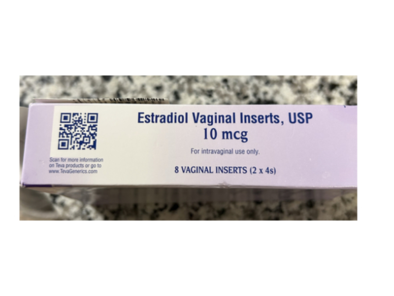 Estradiol Vaginal Inserts 10 mcg, 8 Count, Teva Pharmaceuticals (Rx)