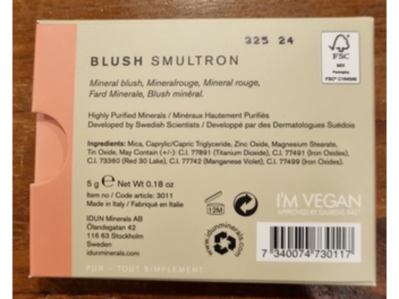 Idun Minerals Blush, Smultron, 0.18 oz