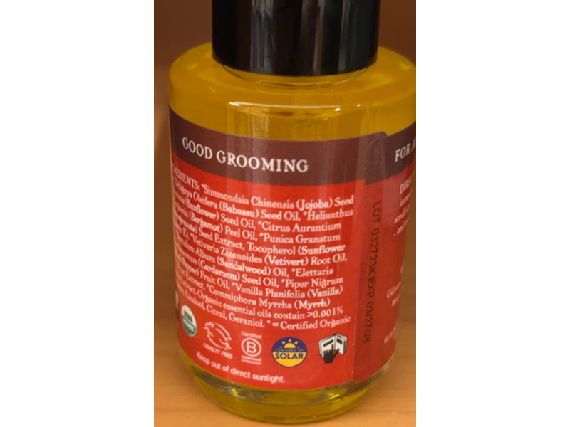 Badger Beard Oil, Bergamot & Jojoba, 1 fl oz/29.6 mL