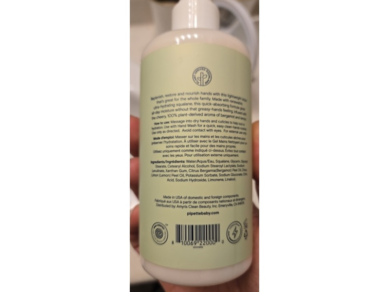 Pipette Hand Lotion, Bergamot + Lemon, 9.4 fl oz/280mL