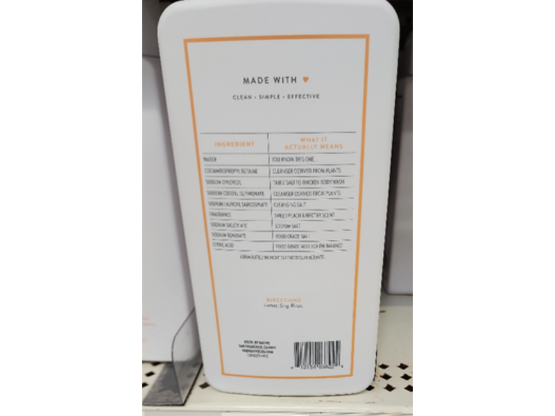 Native Body Wash, Sweet Peach & Nectar, 36 fl oz/1.06 L