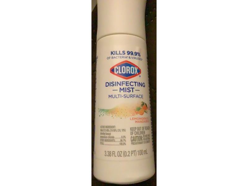 Clorox Multi-Surface Disinfecting Mist, Lemongrass Mandarin, 3.38 fl oz/100 mL