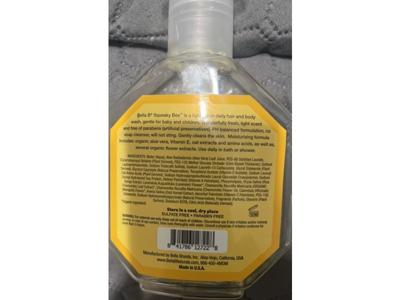 Bella B Squeaky Bee Baby Wash & Shampoo, Fresh Scent, 8 oz/226 g