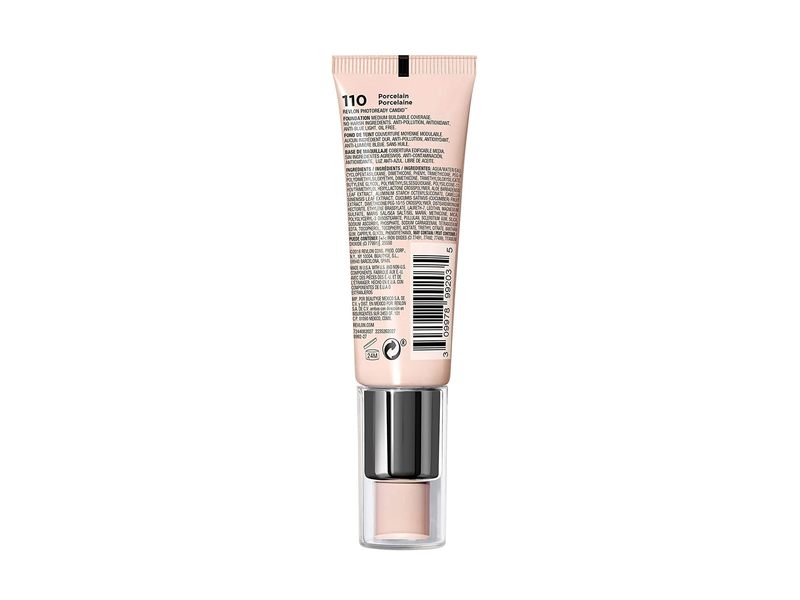 Revlon Photo Ready Candid Natural Finish Anti-Pollution Foundation, 110 Porcelain, 0.75 fl oz/22 mL