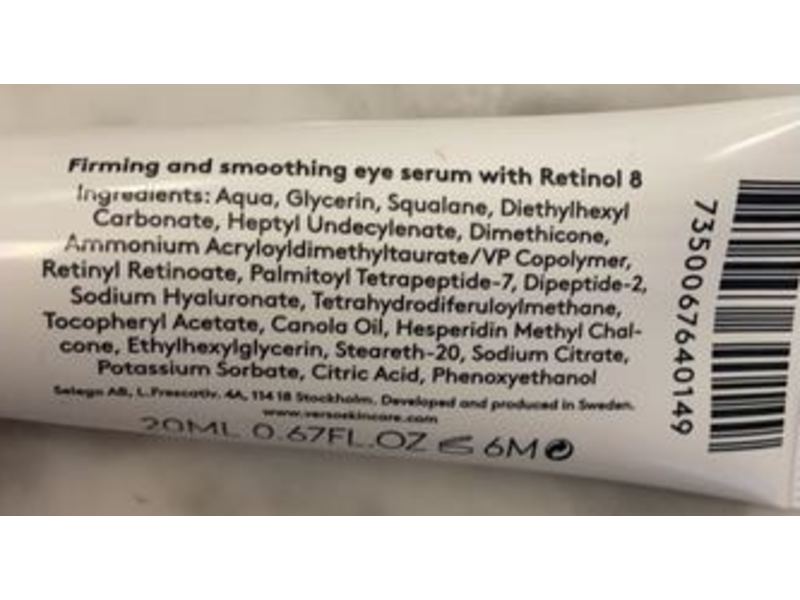 Verso Skincare Super Eye Serum With Retinol 8, 0.67 fl oz/20 mL