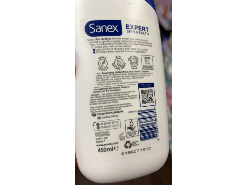 Sanex Pro Hydrate Shower Cream, 450 mL