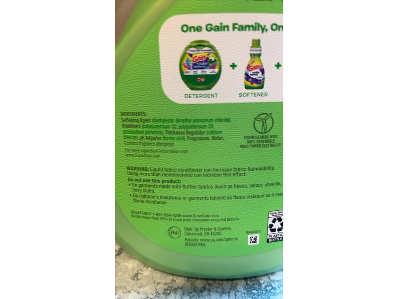 Gain +Odor Defense Fabric Softener, Super Fresh Blast, 136 Loads, 100 fl oz/2.98 L