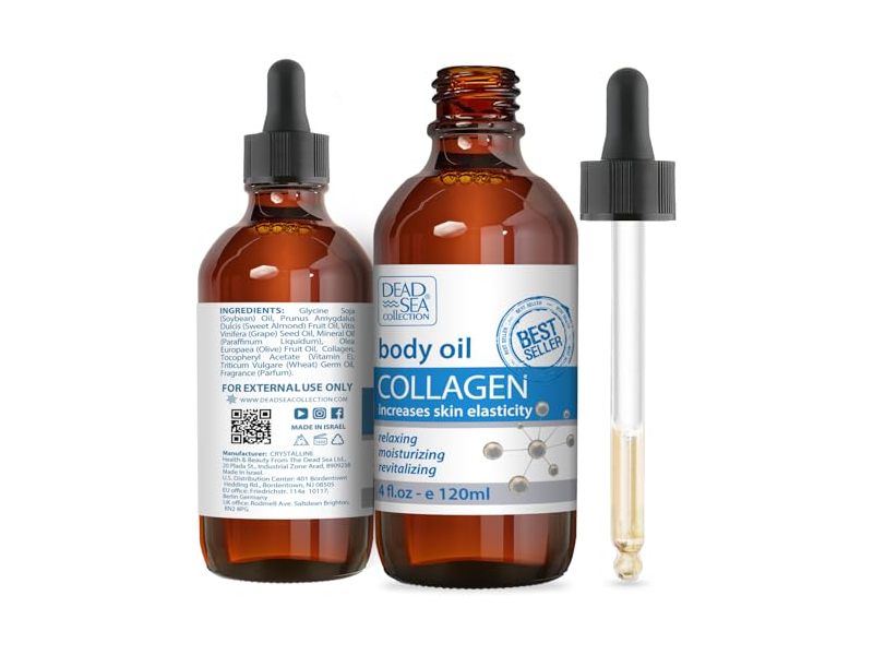 Dead Sea Collection Body Oil for Dry Skin, Collagen, 4 fl oz/120 mL