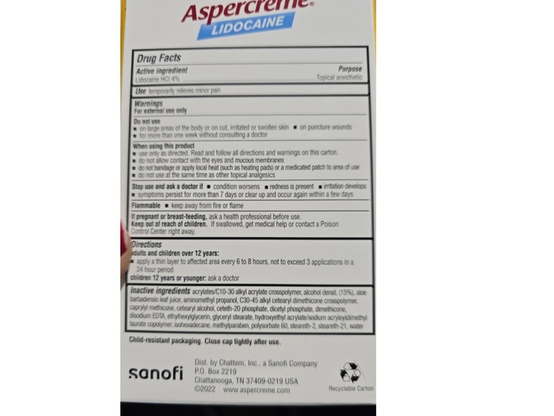 Aspercreme Lidocaine Pain Relief Liquid Roll-On, 1.5 Oz/44.3 mL