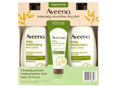 Aveeno Daily Moisturizing Body Lotion Set, Fragrance Free, Pack Of 3
