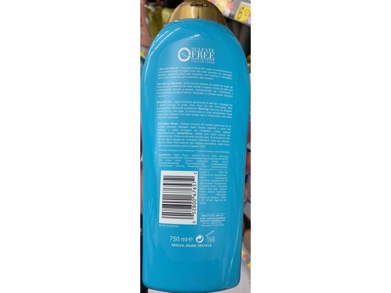 Ogx Hydrate & Repair + Argan Oil Of Morocco Shampoo, Extra Strength, 25.4 fl oz/750 mL