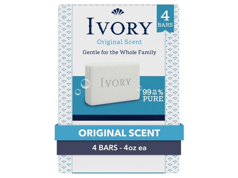 Ivory Gentle Bar Soap, Original Scent, 4 oz/113 g, 4 Count