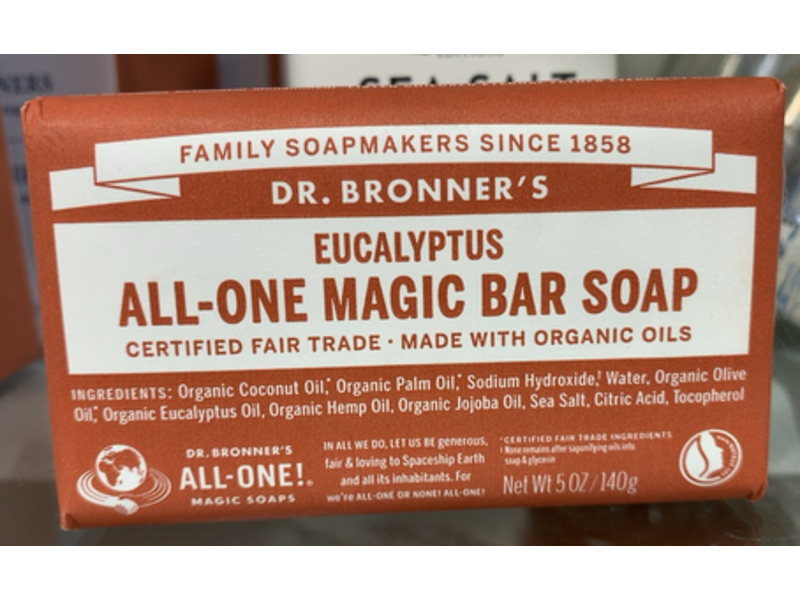 Dr. Bronner's All-One Magic Bar Soap, Eucalyptus, 5 oz/140 g