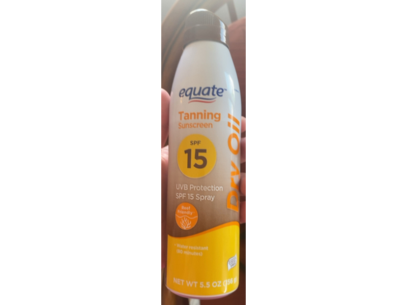 Equate Dry Oil Tanning Sunscreen Spray, SPF 15, 5.5 oz/156 g