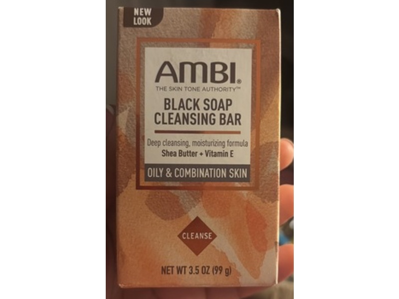 Ambi Skincare Black Soap Cleansing Bar, Shea Butter + Vitamin E, 3.5 oz/99 g