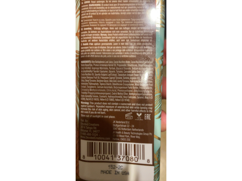 Devoted Creations White 2 Bronze Dark Tanning Lotion, Coconut, 8.5 fl oz / 251 ml
