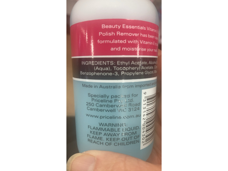 Beauty Essentials Nail Polish Remover, Vitamin E, 125 mL
