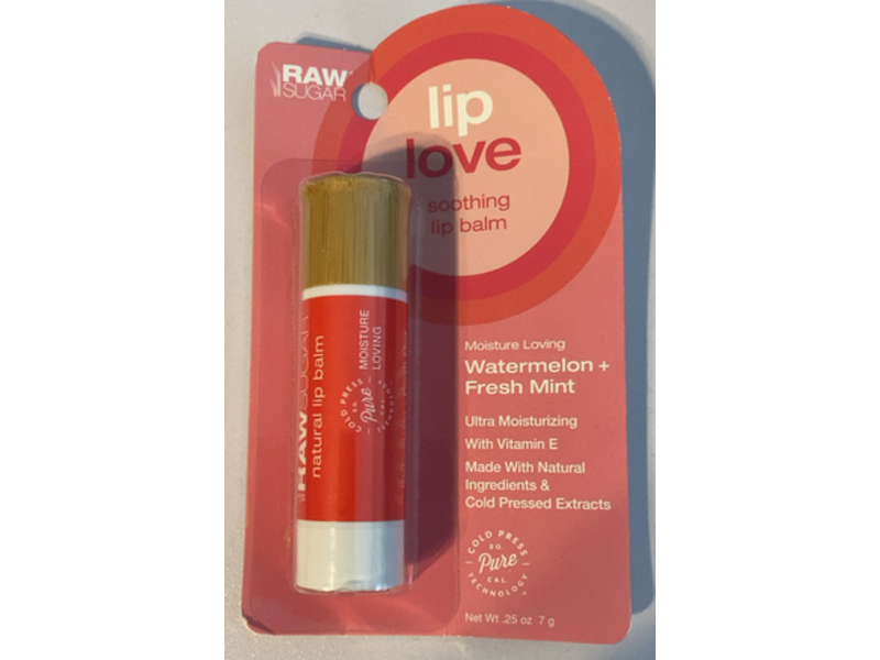 Raw Sugar Soothing Lip Balm, Watermelon + Fresh Mint, 0.25 oz/7 g