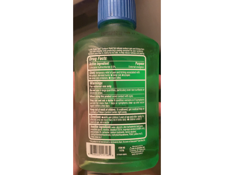 Lucky Super Soft Sunburn Relief Gel with Lidocaine HCI, 8 oz/227 g