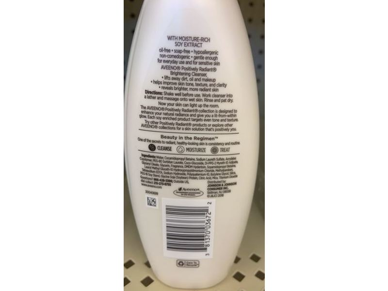 Aveeno Positively Radiant Brightening Facial Cleanser, 6.7 fl oz/200 mL