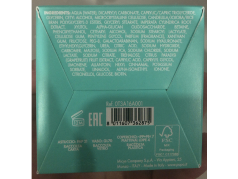 Pupa Skin Rehab Prebiotic Moisturizer, Pink Grapefruit Extract, 50 mL