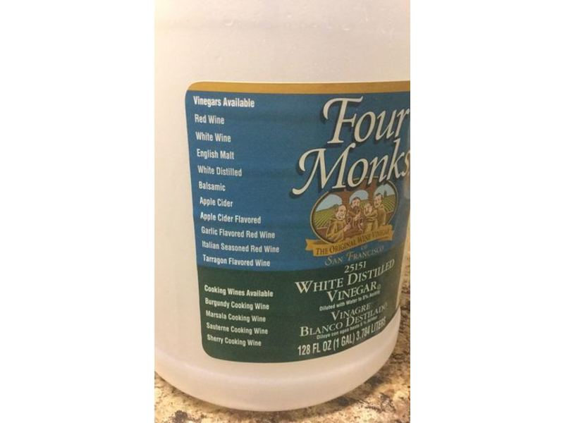 Four Monks White Distilled Vinegar, 128 fl oz/3.784 L