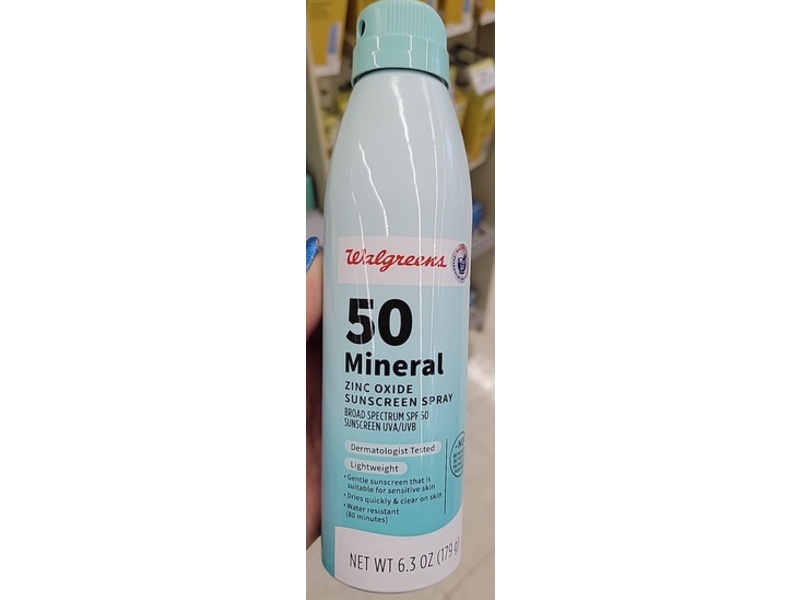 Walgreens Mineral Zinc Oxide Sunscreen Spray, SPF 50, 6.3 oz/179 g