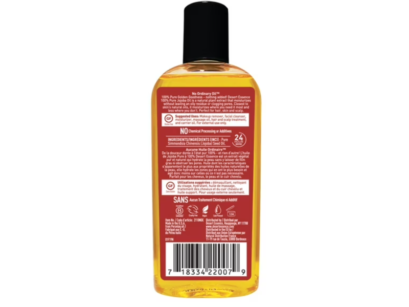 Desert Essence Organic Jojoba Oil, 4 fl oz/118 mL