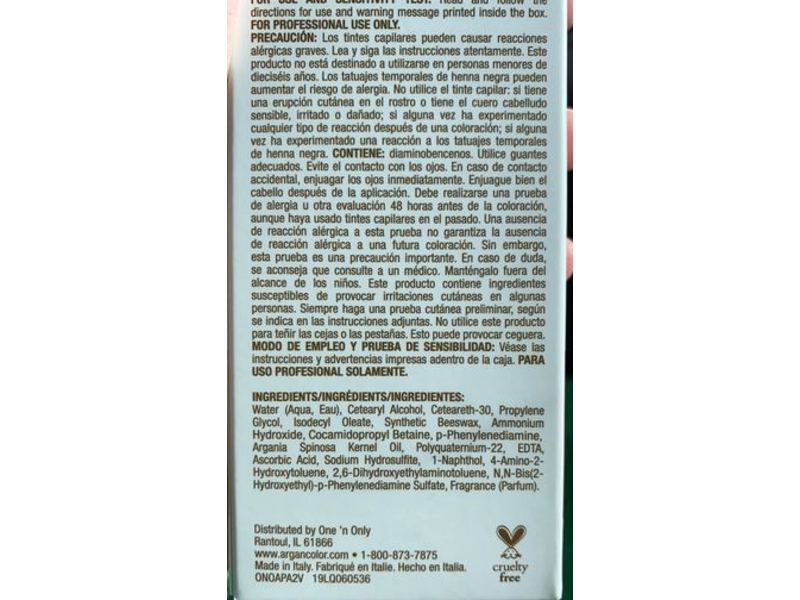 One n Only Permanent Hair Color Cream, Argan Oil, 2V, 3 fl oz/90 mL