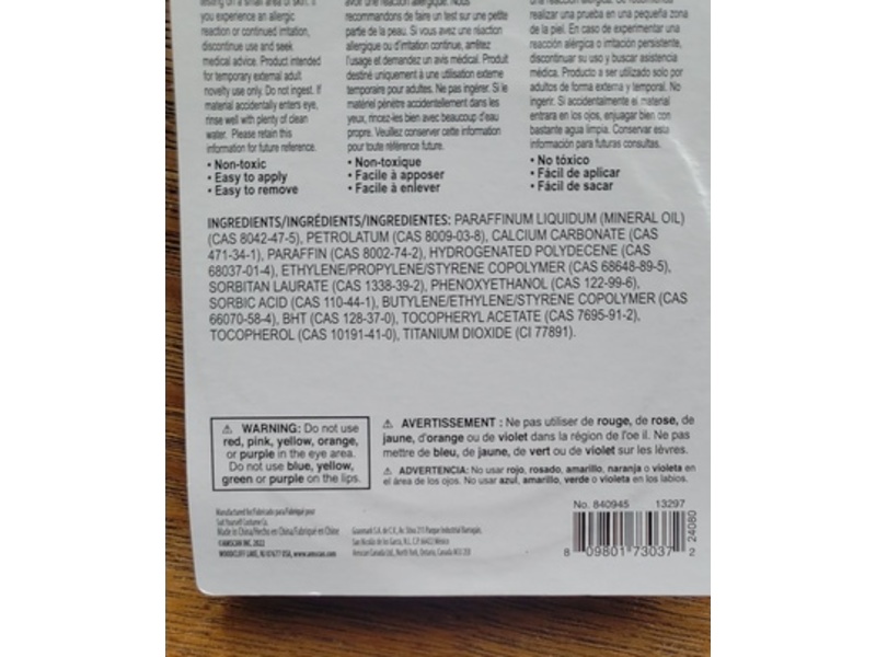 Amscan Grease Makeup Color, White, 0.49 oz