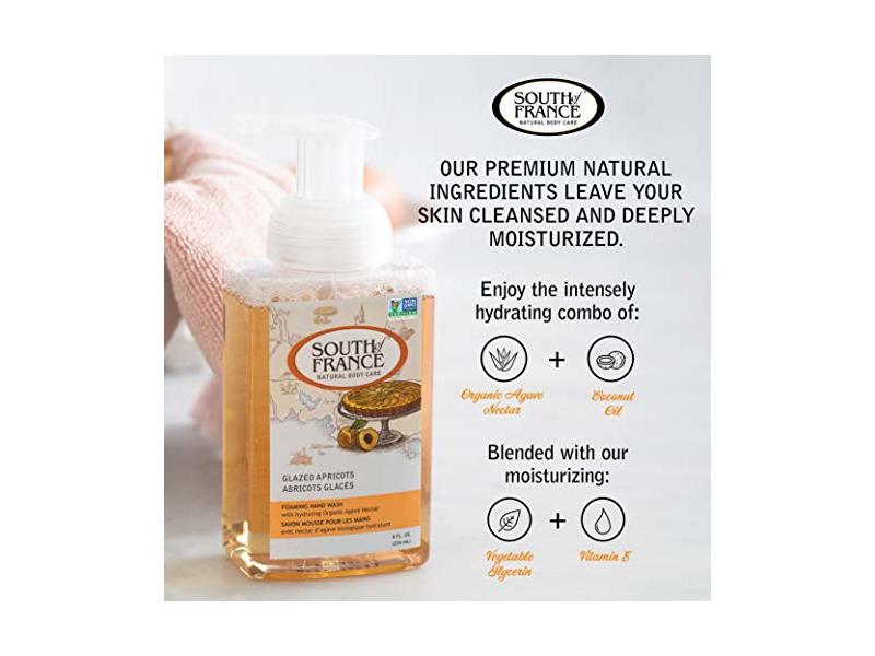 South of France Natural Body Care Glazed Apricots Foaming Hand Wash 8 oz Pump Bottle
