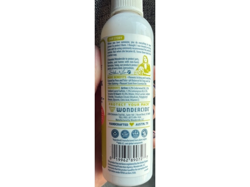 Wondercide Flea & Tick Spray, Lemongrass Scent, 4 fl oz/118 mL